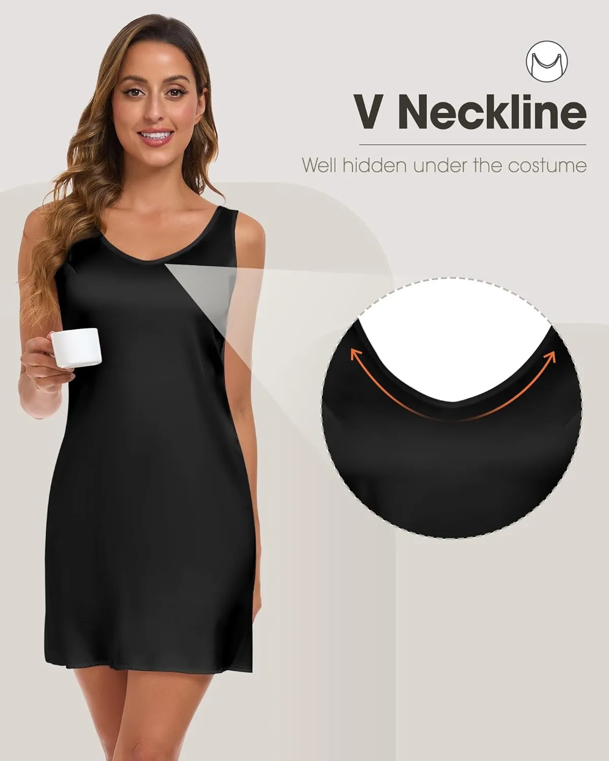 Full Slip for Women Under Dress Sleeveless Satin Slip Dress Wide Straps
