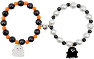 Fuqimanman2020 2pcs Spider Matching Friendship Bracelets Spider Charm Bracelets Poker Ghosts Guitars Tree Snowflakes Matching Friendship Bracelets Halloween Christmas Bracelets for BFF Women Men