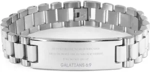 Galatians 6:9 Bracelet Bible Verse Personalized Gifts Message Prayer Galatians 6:9 Christian Religious Ladder Stainless Steel Bracelet for Women Men Galatians 6:9 Bible Verse Faith Adjustable Engraved