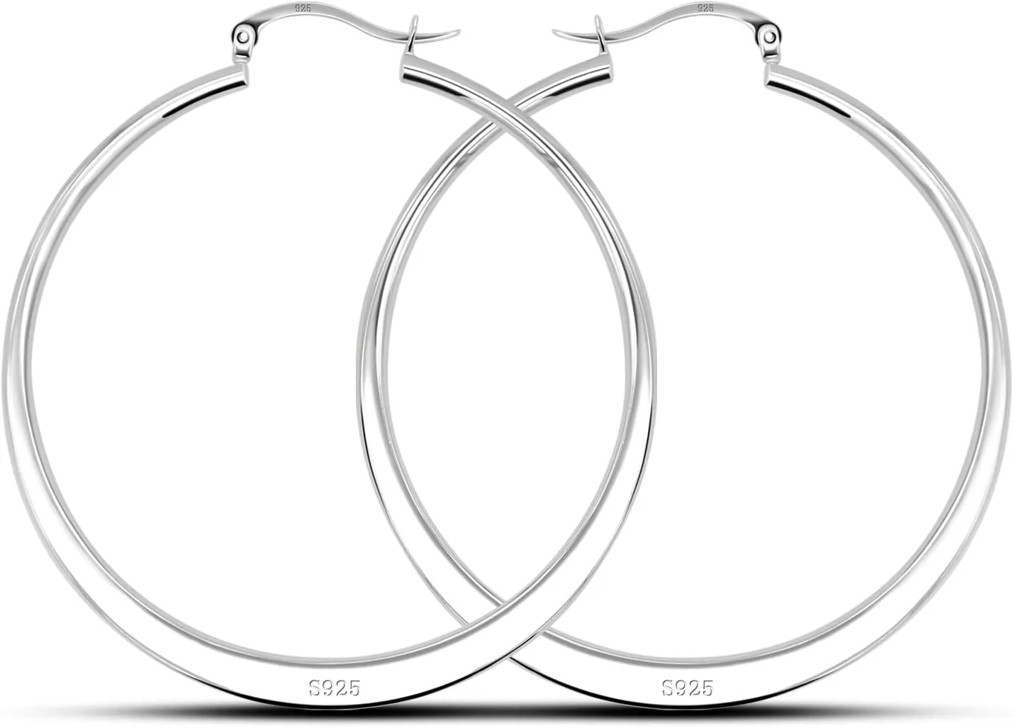 Genuise 925 Sterling Silver Earrings For Women's - Minimalist 54MM Hoop Earrings - Fashion Party Jewelry - Handmade in Italy