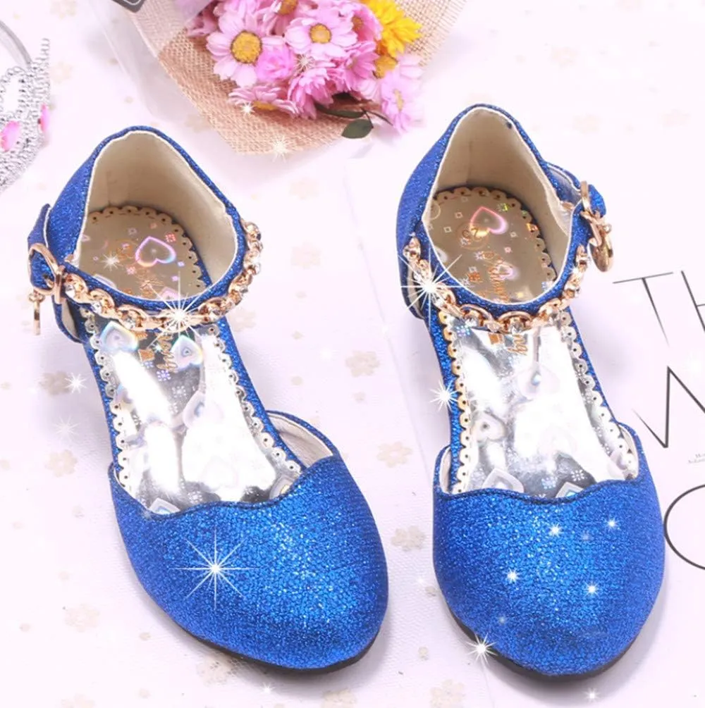 Girl Dress Shoes for Weddings and Parties High Heel Party Dress Pumpswith Rhinestone Strap