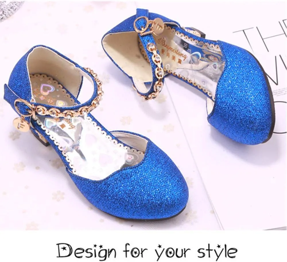 Girl Dress Shoes for Weddings and Parties High Heel Party Dress Pumpswith Rhinestone Strap