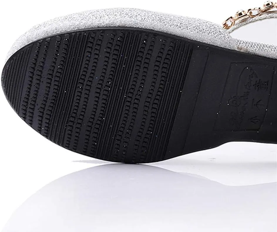 Girl Dress Shoes for Weddings and Parties High Heel Party Dress Pumpswith Rhinestone Strap