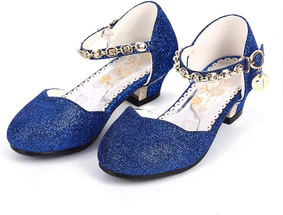 Girl Dress Shoes for Weddings and Parties High Heel Party Dress Pumpswith Rhinestone Strap