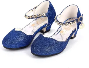 Girl Dress Shoes for Weddings and Parties High Heel Party Dress Pumpswith Rhinestone Strap