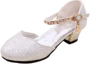 Girl Dress Shoes for Weddings and Parties High Heel Party Dress Pumpswith Rhinestone Strap