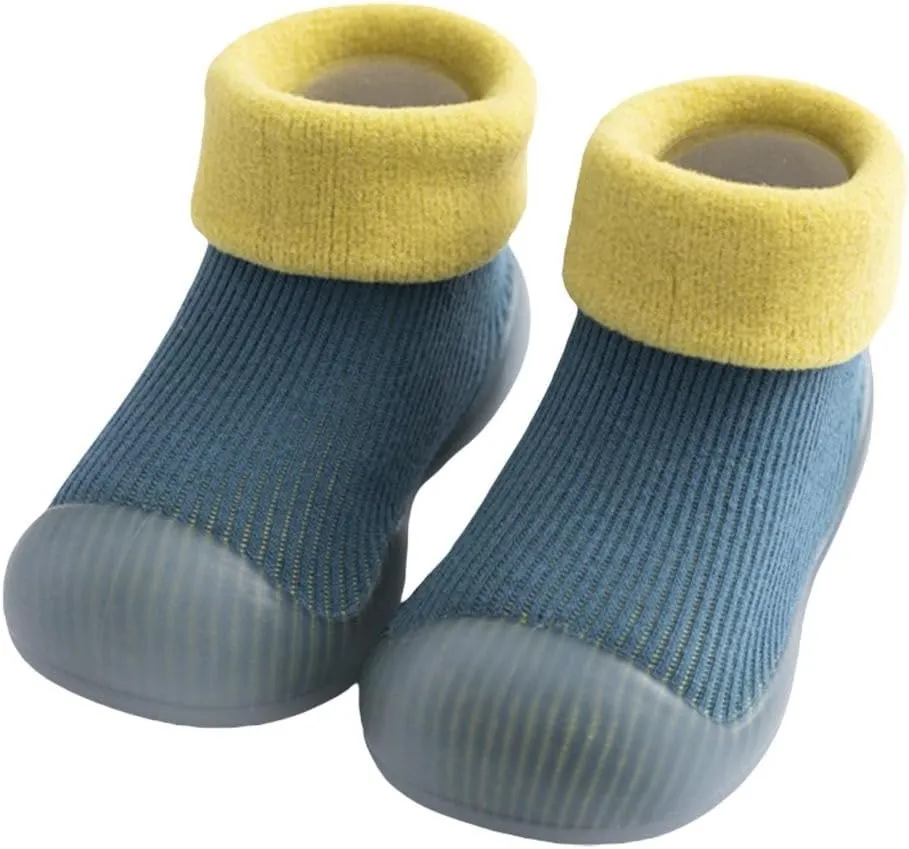Girls Canvas Shoes Toddler Baby Shoes Socks Solid Color Patchwork Knitted Plush Baby Socks Shoes for 0 to 3 Years 5 Baby