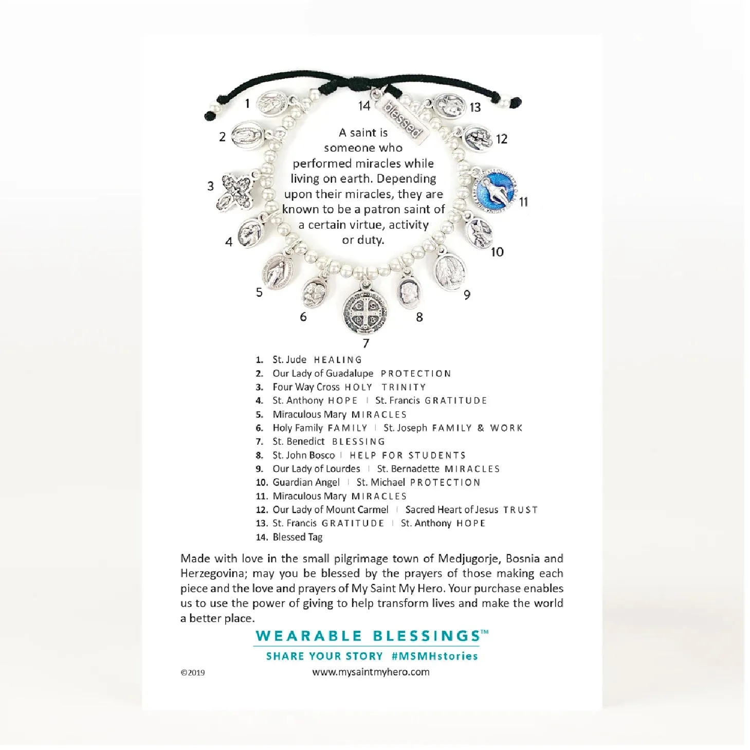 Glory, Saints & Angels Bracelet- Silver & Black
