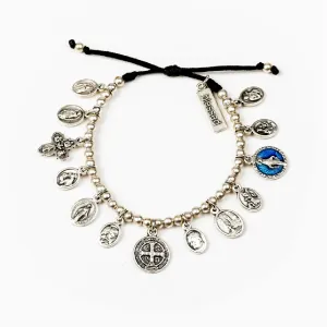 Glory, Saints & Angels Bracelet- Silver & Black