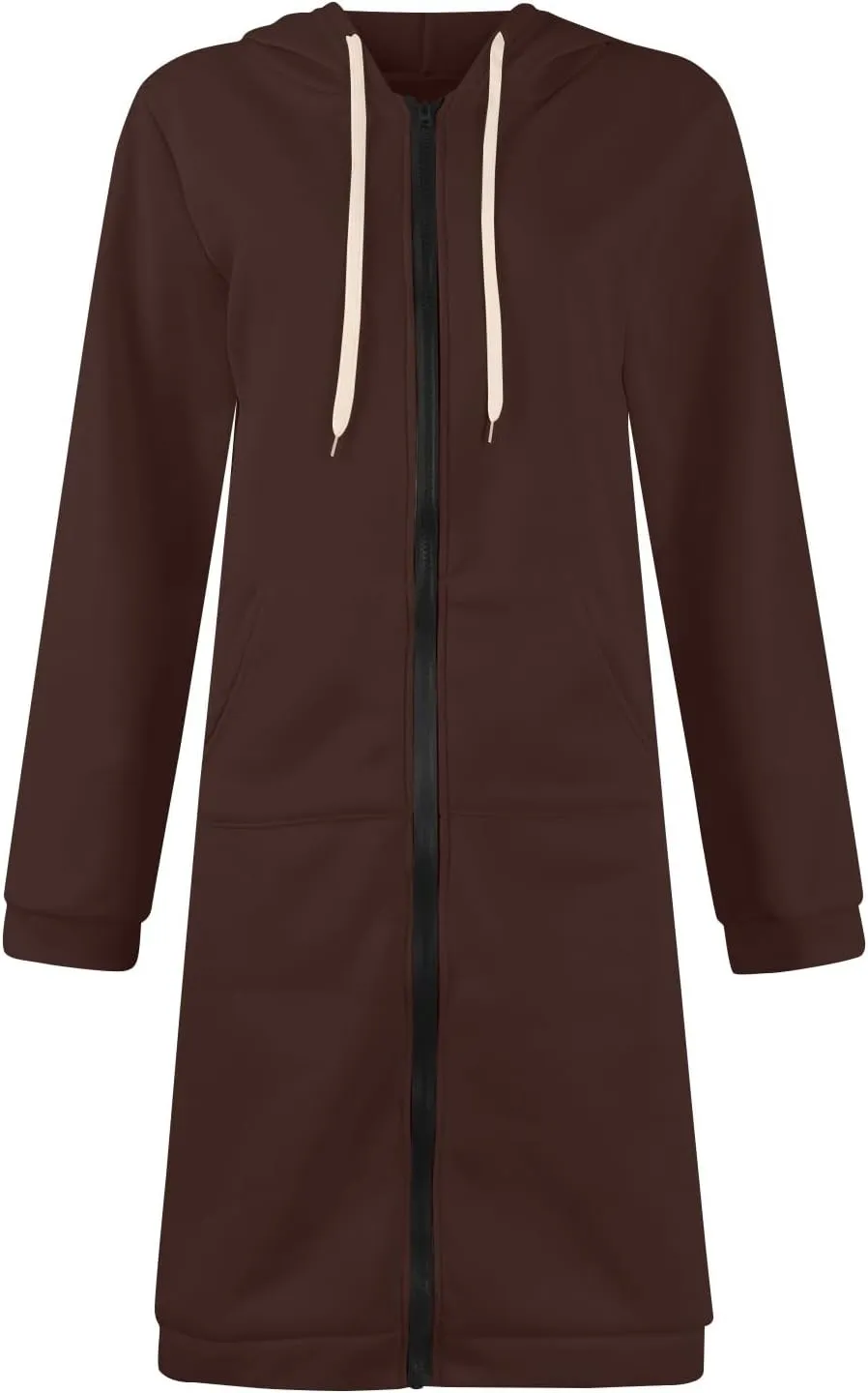 GOFULY Sweatshirt Dress Women Lightweight Zip Up Hoodies Fleece Fall Long Sleeve Drawstring Clothes Solid Jacket With Pockets