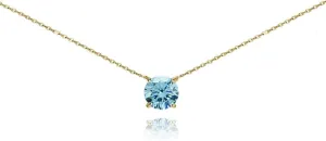 Gold Birthstone Crystal Necklaces - 6mm Round Solitaire, Dainty & Short Layered Choker Necklaces for Women, 15 In   Extender