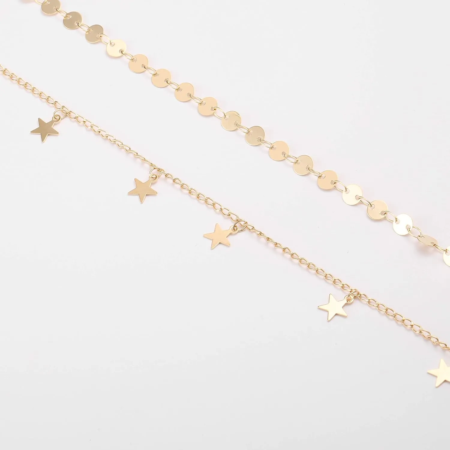 Gold Choker Necklaces 14K Gold Plated/Silver Disc Choker Necklaces Dangling Star Heart Pendant Necklaces Summer Beach Boho Necklaces Aesthetic Necklace Gift for Women