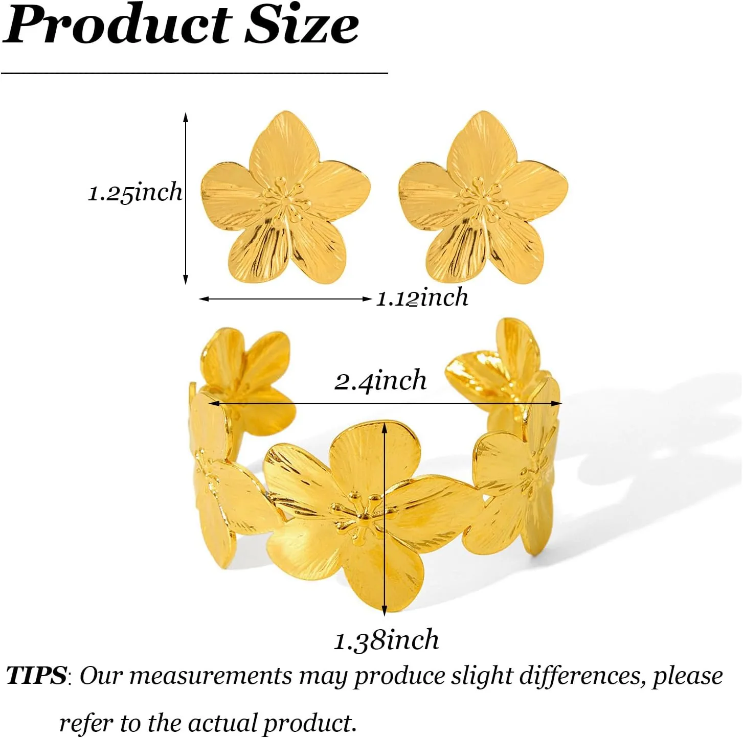 Gold Flower Earrings Chunky Gold Statement Earrings for Women Trendy Floral Earrings Boho Exaggerated Jewelry Gifts Spring Dresses for Women 2025 Outfits Accessories