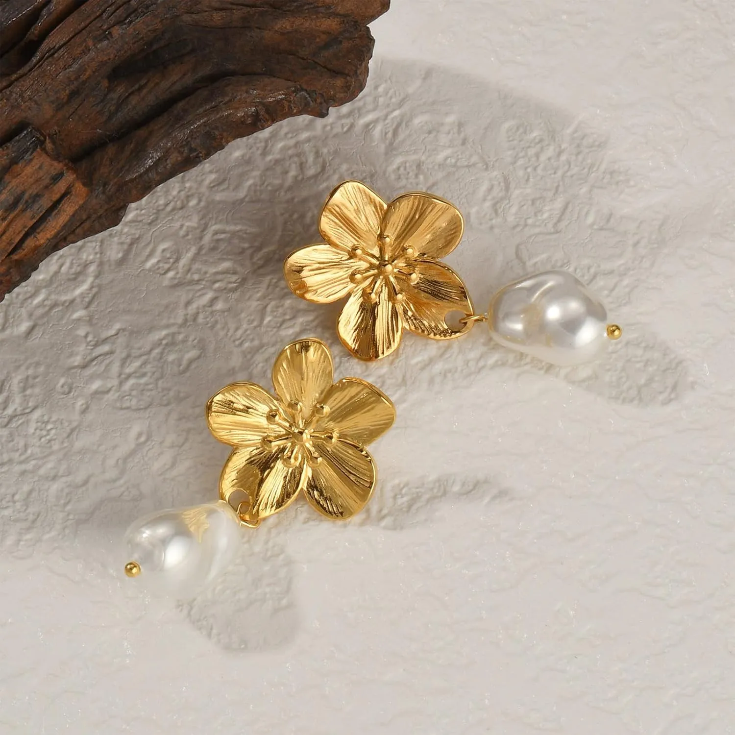 Gold Flower Earrings for Women Floral Spring Earrings for Women Elegant Spring Fashion Gifts Flower Statement Jewelry
