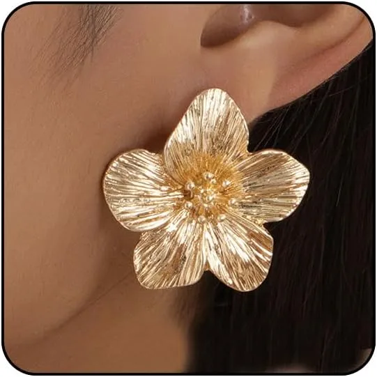 Gold Flower Earrings for Women Silver Large Big Gold Statement Earrings Chunky Daisy Floral Summer Fashion Trendy Jewelry