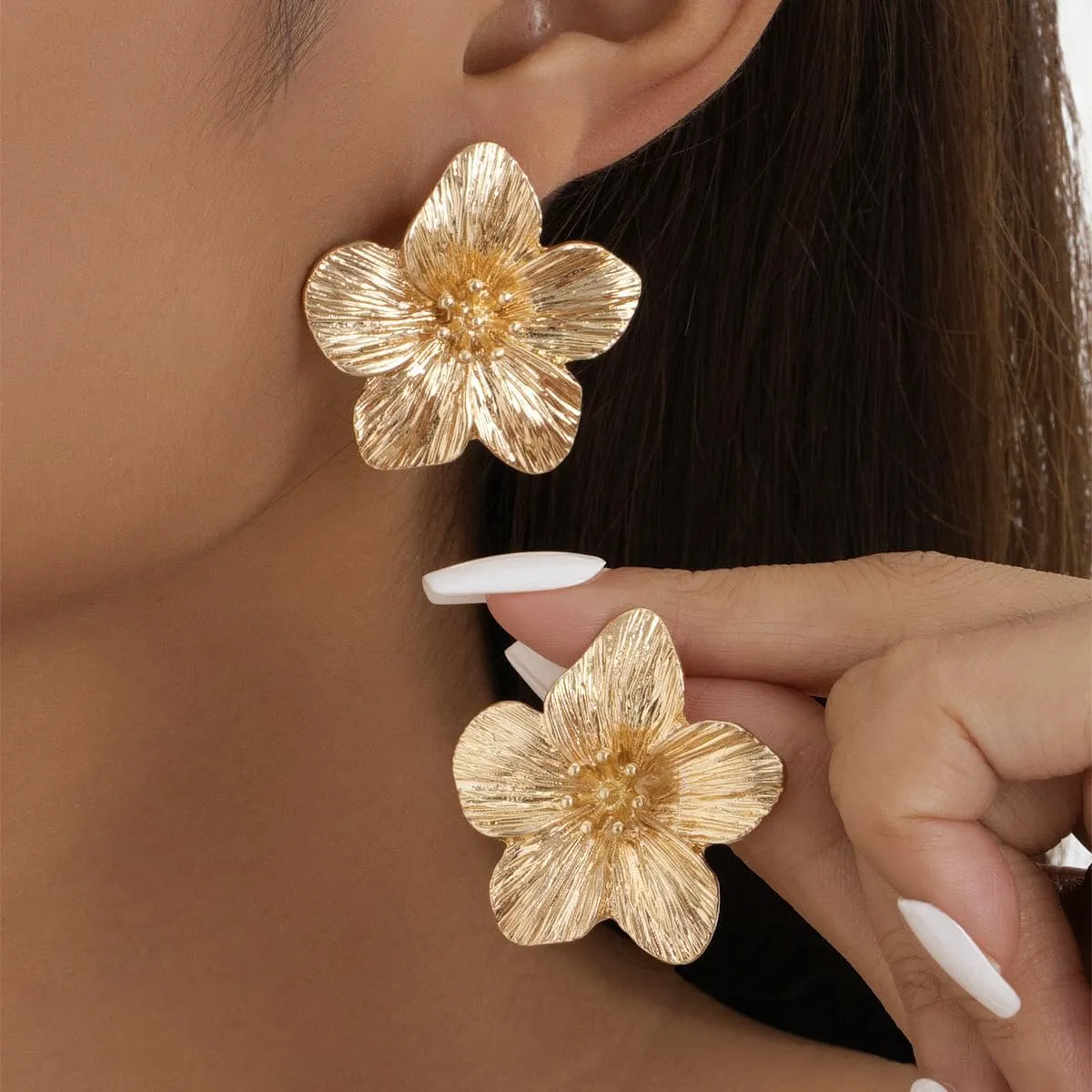 Gold Flower Earrings for Women Silver Large Big Gold Statement Earrings Chunky Daisy Floral Summer Fashion Trendy Jewelry