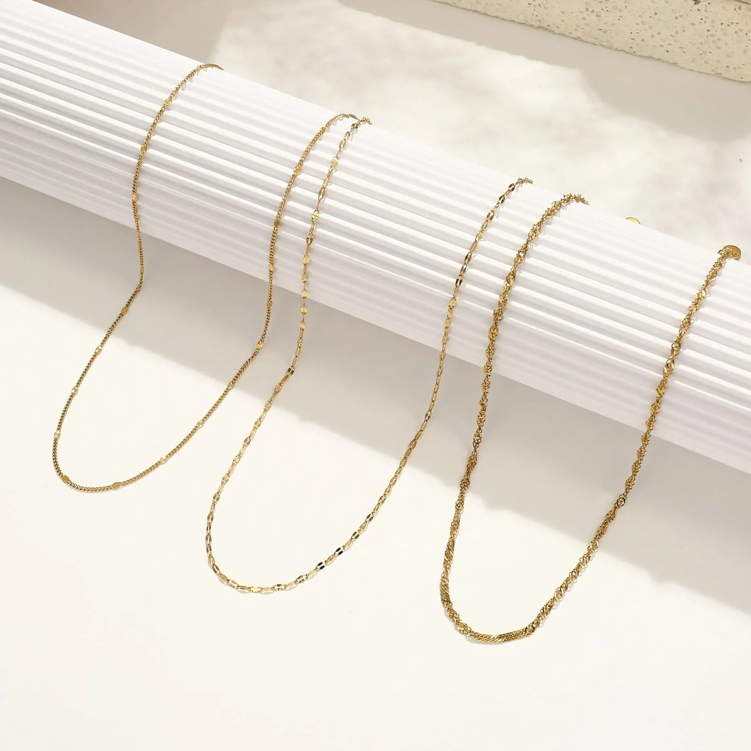 Gold Necklaces for Women,Non Tarnish,Stainless Steel Gold Necklaces,Simple Gold Layered Necklaces,Gold Jewelry Gift for Women