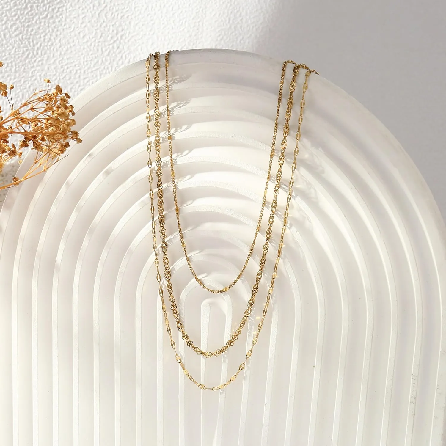 Gold Necklaces for Women,Non Tarnish,Stainless Steel Gold Necklaces,Simple Gold Layered Necklaces,Gold Jewelry Gift for Women
