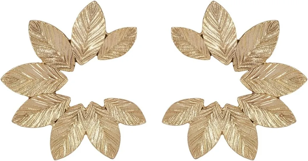 Gold Plated Floral Arc Studs | Elegant Handcrafted Earrings for Women | Stylish and Versatile Jewelry for Everyday and Special Occasions