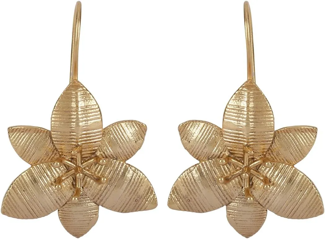 Gold Plated Lily Loops Earrings for Women | Elegant Floral Design | Lightweight Handcrafted Jewelry