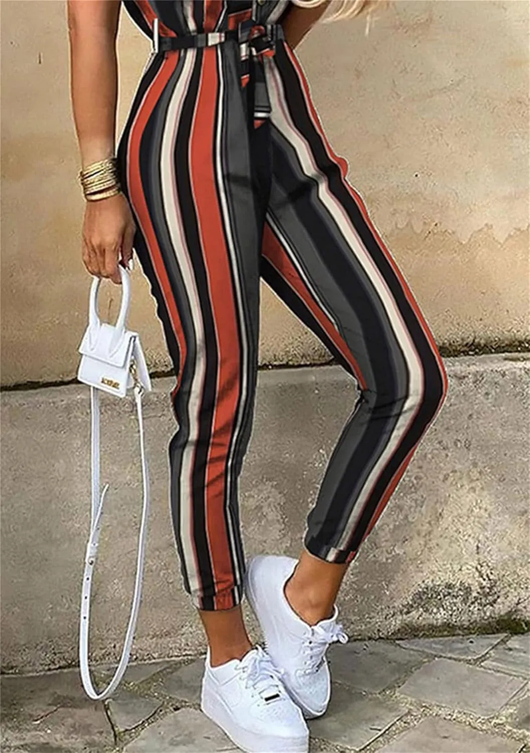 GORIFE Women Casual Collared Jumpsuits Short Sleeve Comfy Long Pant Romper Button Jumpsuits