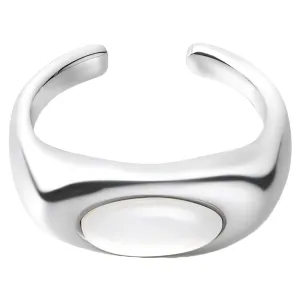 Handmade 925 Sterling Silver Rings For Women Pearl Rings Dome Ring Signet Rings Open Adjustable Ring For Women Stackable Finger Rings Simple Silver Rings Minimalist Statement Ring Stylish Jewelry Gift