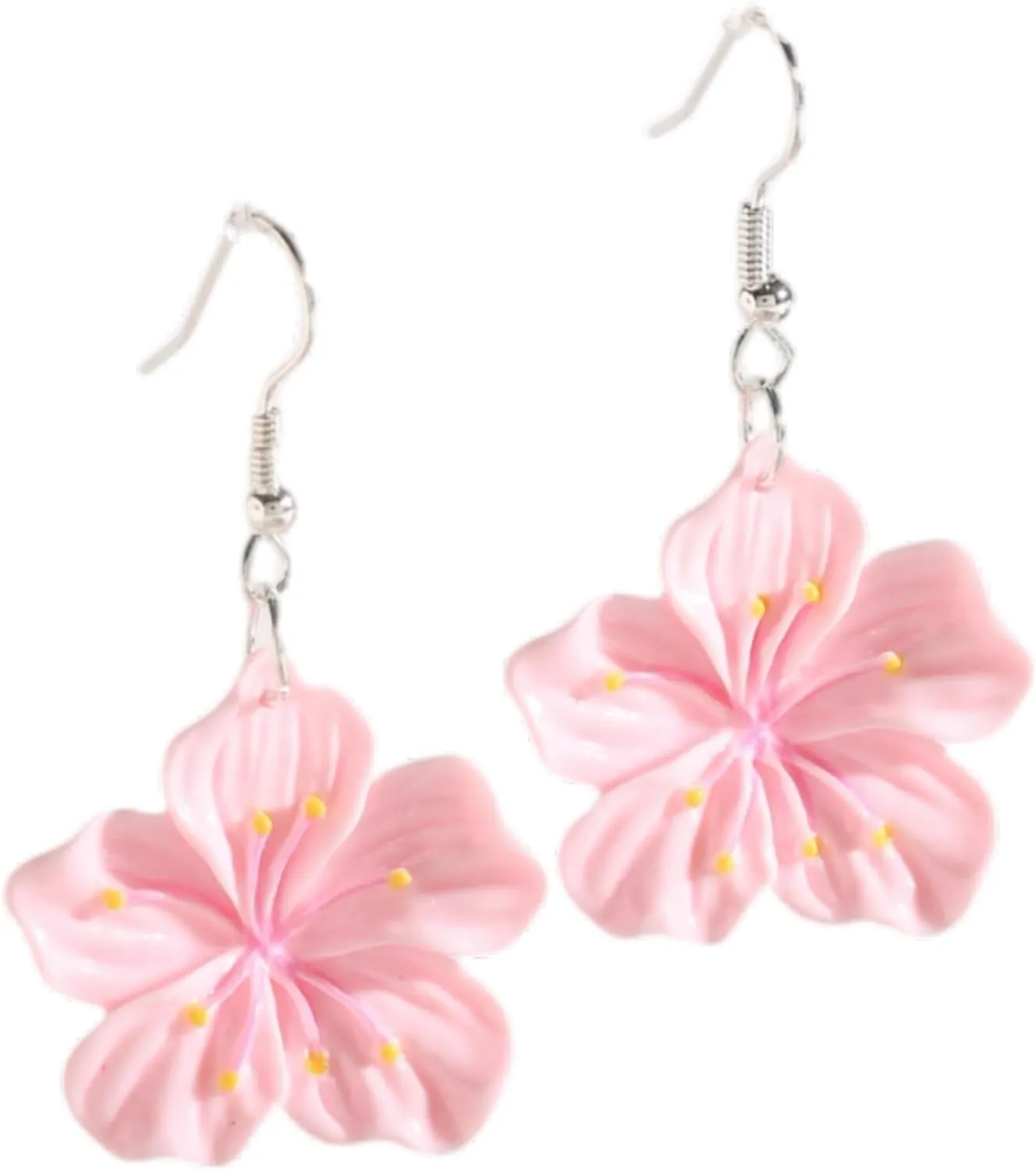 Hawaiian Flower Peach Blossom Stainless Steel Earrings for Women Hypoallergenic Lightweight Dangle Earrings Elegant Floral Jewelry Gift for Her