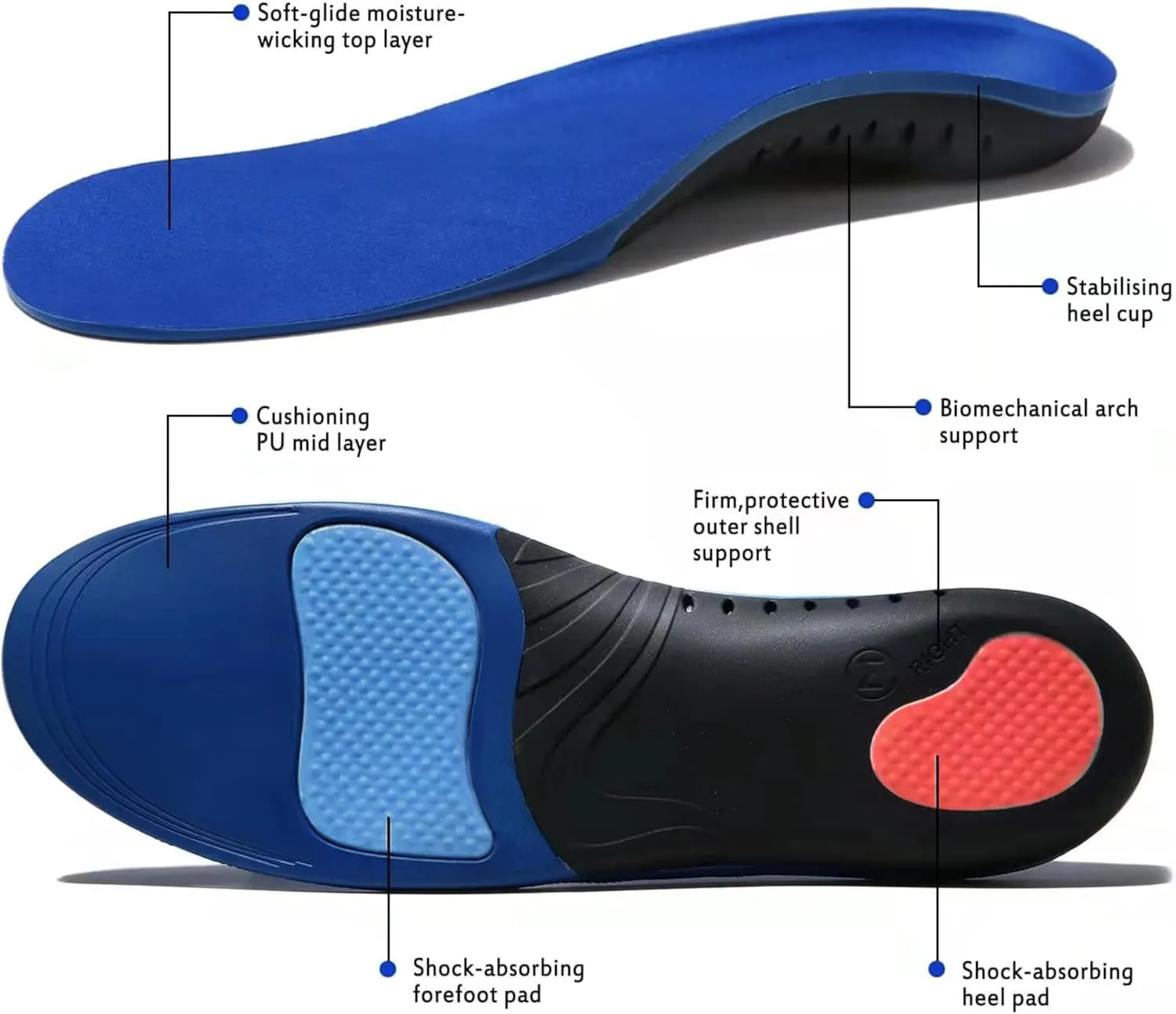 Heavy Duty Orthotic Insoles for 220  lbs, High Arch Support and Pain Relief for Plantar Fasciitis, Flat Feet, and Work Boots, Shock-Absorbing Shoe Inserts for Men and Women