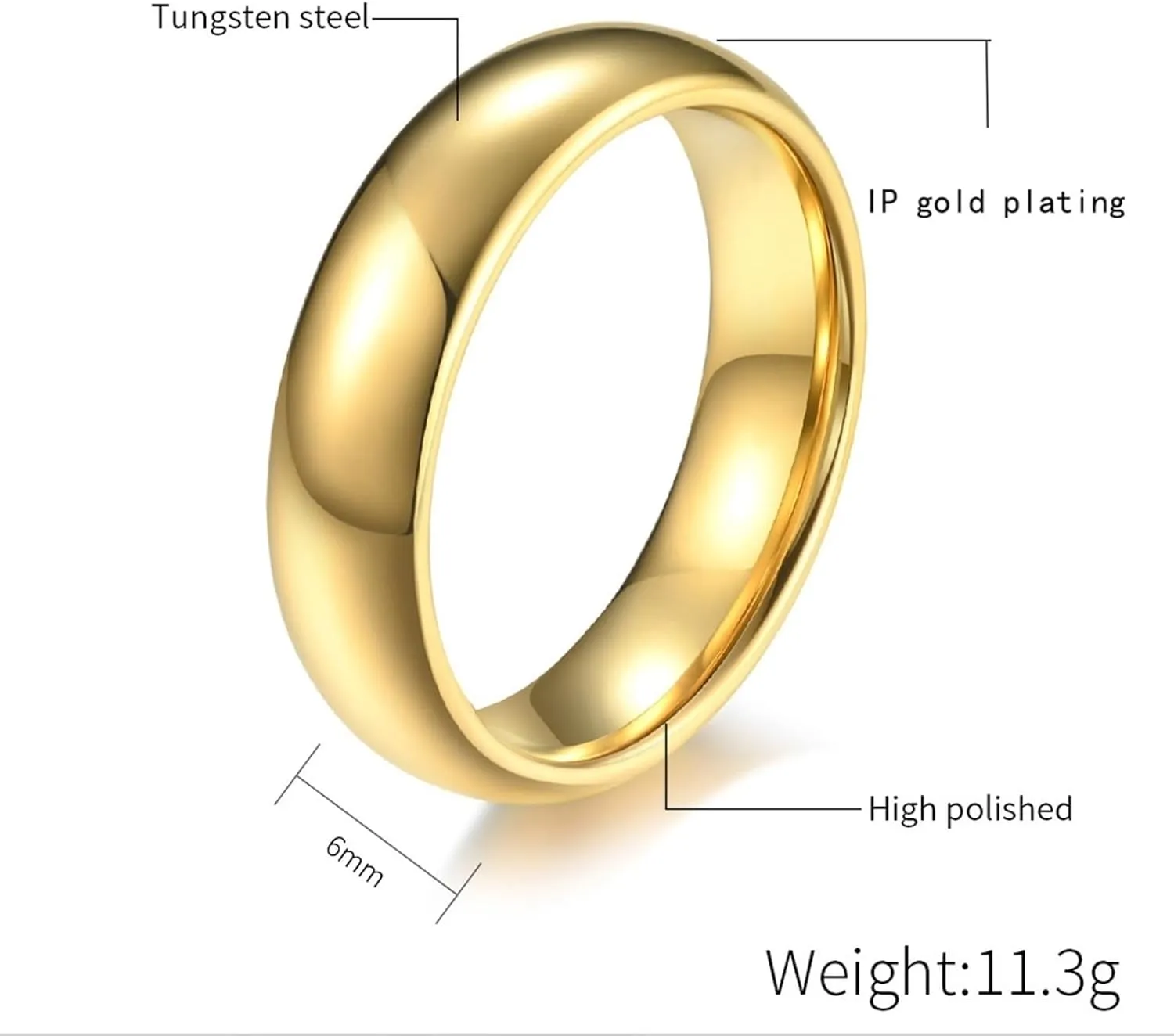 His and Her Wedding Rings Sets, Tungsten Engagement Rings for Couples Set Comfort Fit Gold Polished Ring 8mm 6mm