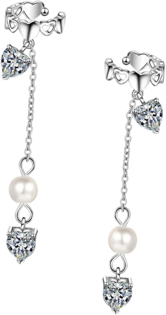 Homoyoyo Classic Ear Cuffs Clip Wrap Earrings Pearl Earrings Tassel Fashionable Ear Jewelry