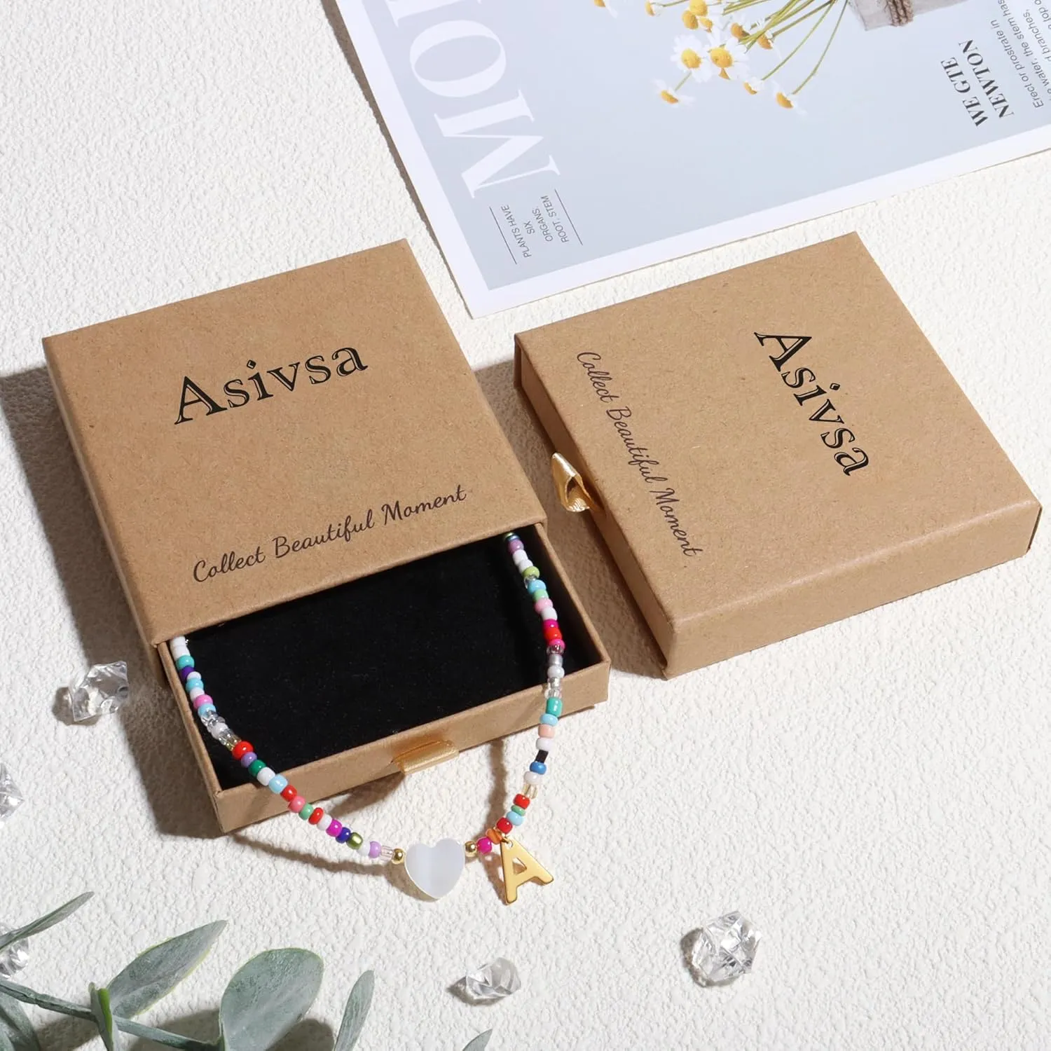 Initial Beaded Necklaces for Women Colorful Bead Letter Chocker Necklace Boho Summer Beach Necklaces18K Gold Plated Cross Necklaces Jewelry Gift