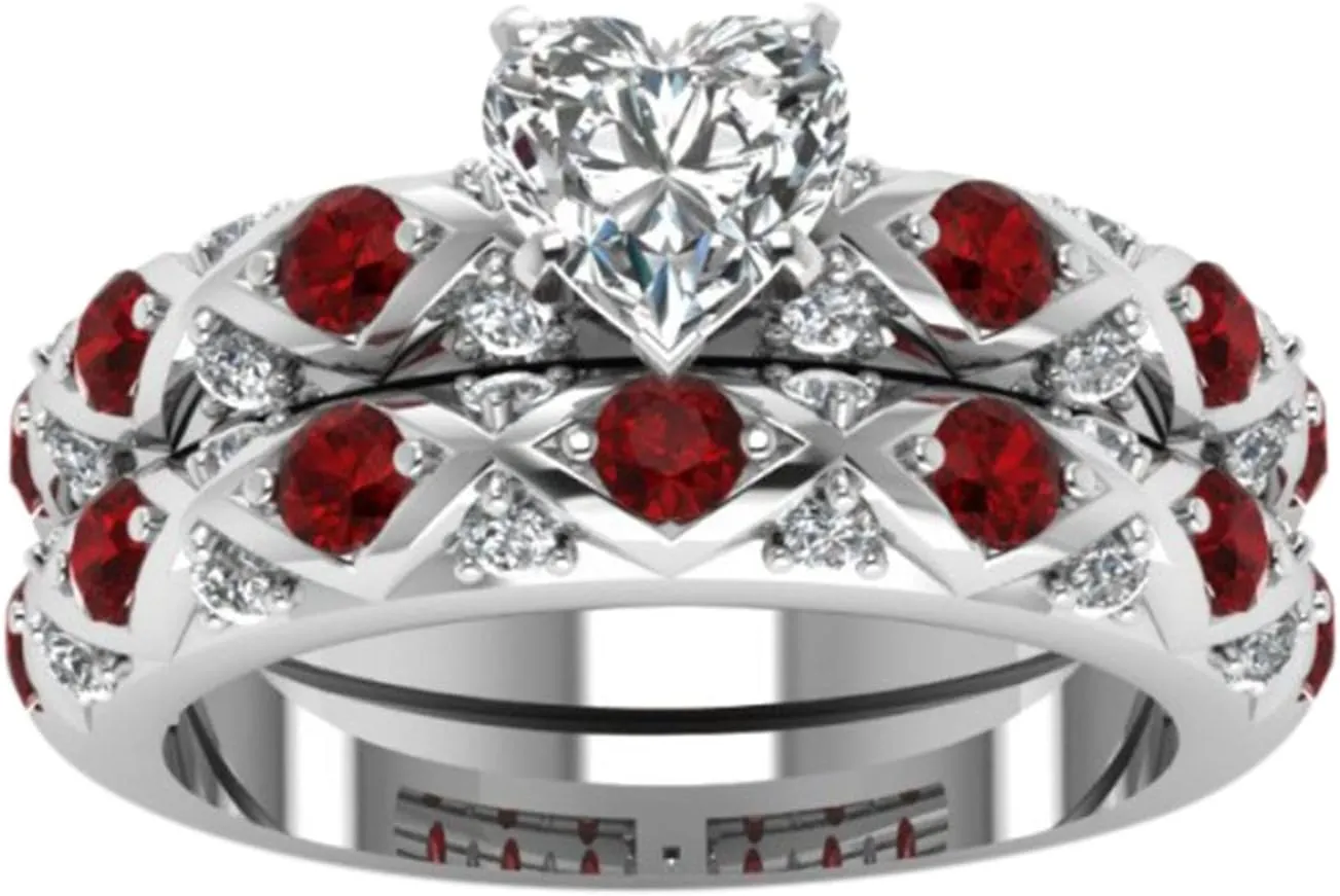 Inlaid Peach Heart Zircon Full Diamonds Micro-inlaid Pattern European American Couple Ring Finger Rings Simple Cute