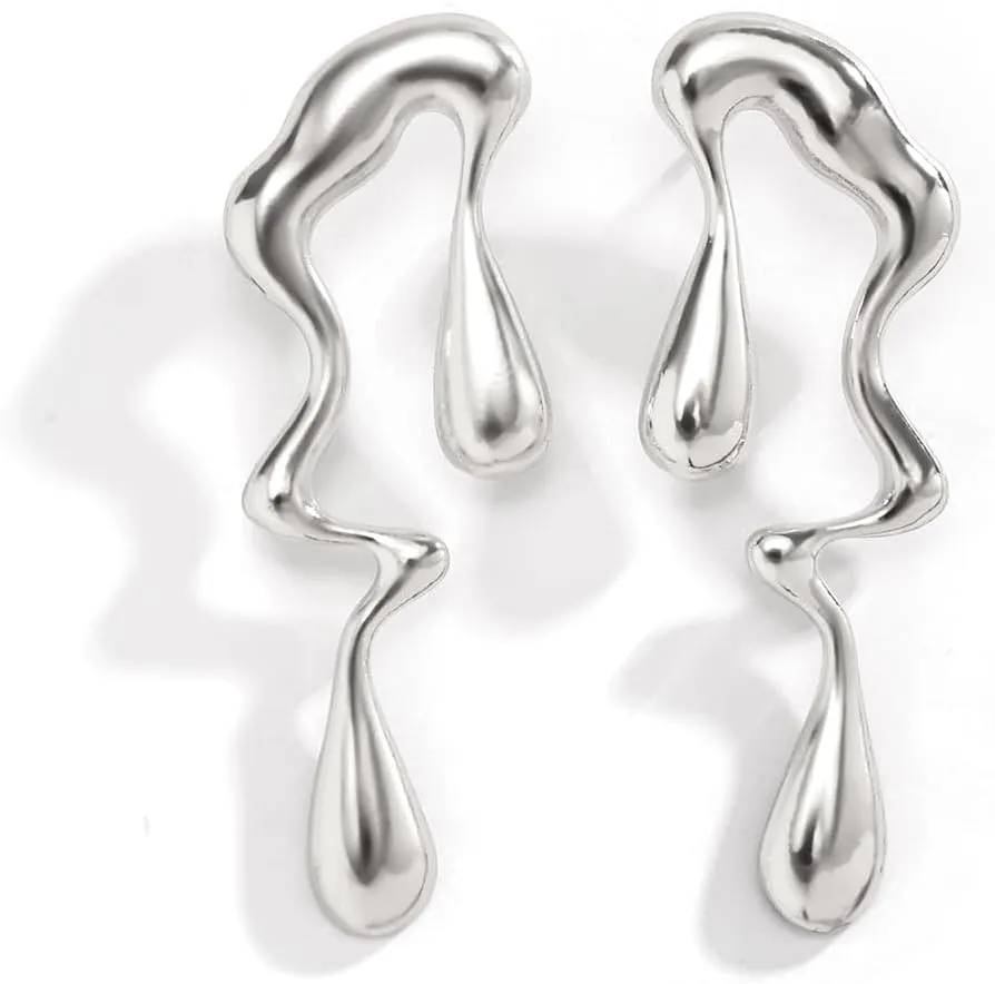 Irregular WaterDrop Earrings, Melted Liquid Irregular Stainless Steel Earrings, Embrace Minimalist Earrings, Statement Earrings for Women