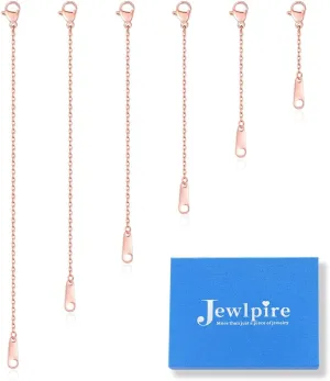 Jewlpire 18K 14K Gold Plated Necklace Extender for Women with 6 Piece Set (1", 2", 3", 4", 5", 6"), Gold/Silver/Rose Gold Box Chain | Cable Chain Extender for Necklace, Extenders for Bracelets Anklets