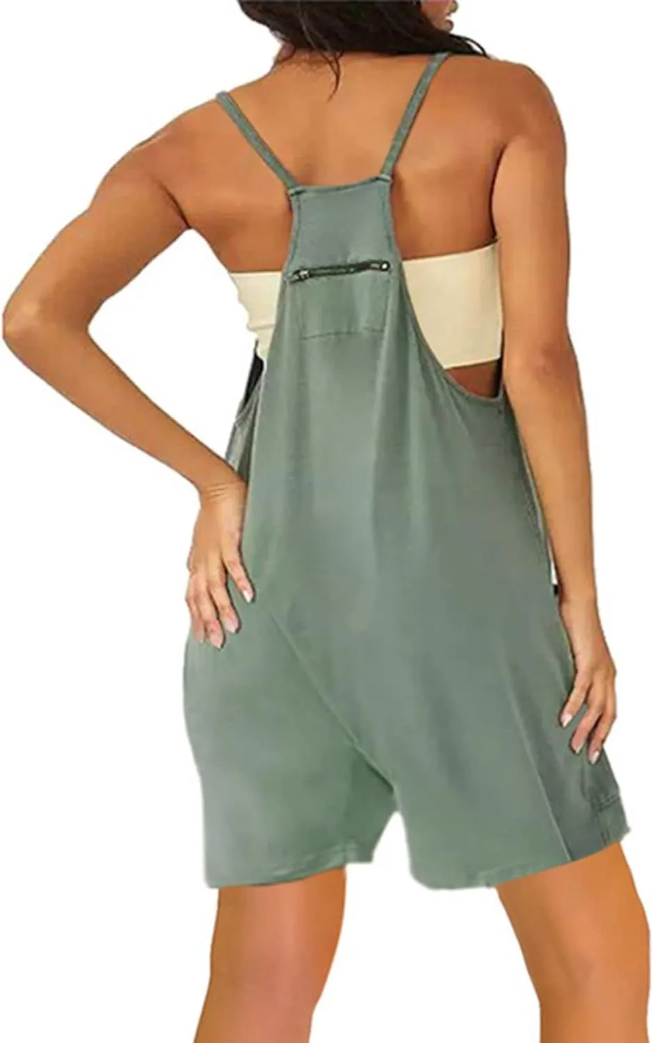 Jumpsuits for Women Casual V Neck Sleeveless Rompers Spaghetti Strap Baggy Overalls Loose Harem Pants Overalls