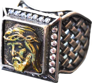 KAMBO Handcrafted Sterling Silver Men's Ring | Jesus Savior Signet | Christian Jewelry - Faith and Devotion Design