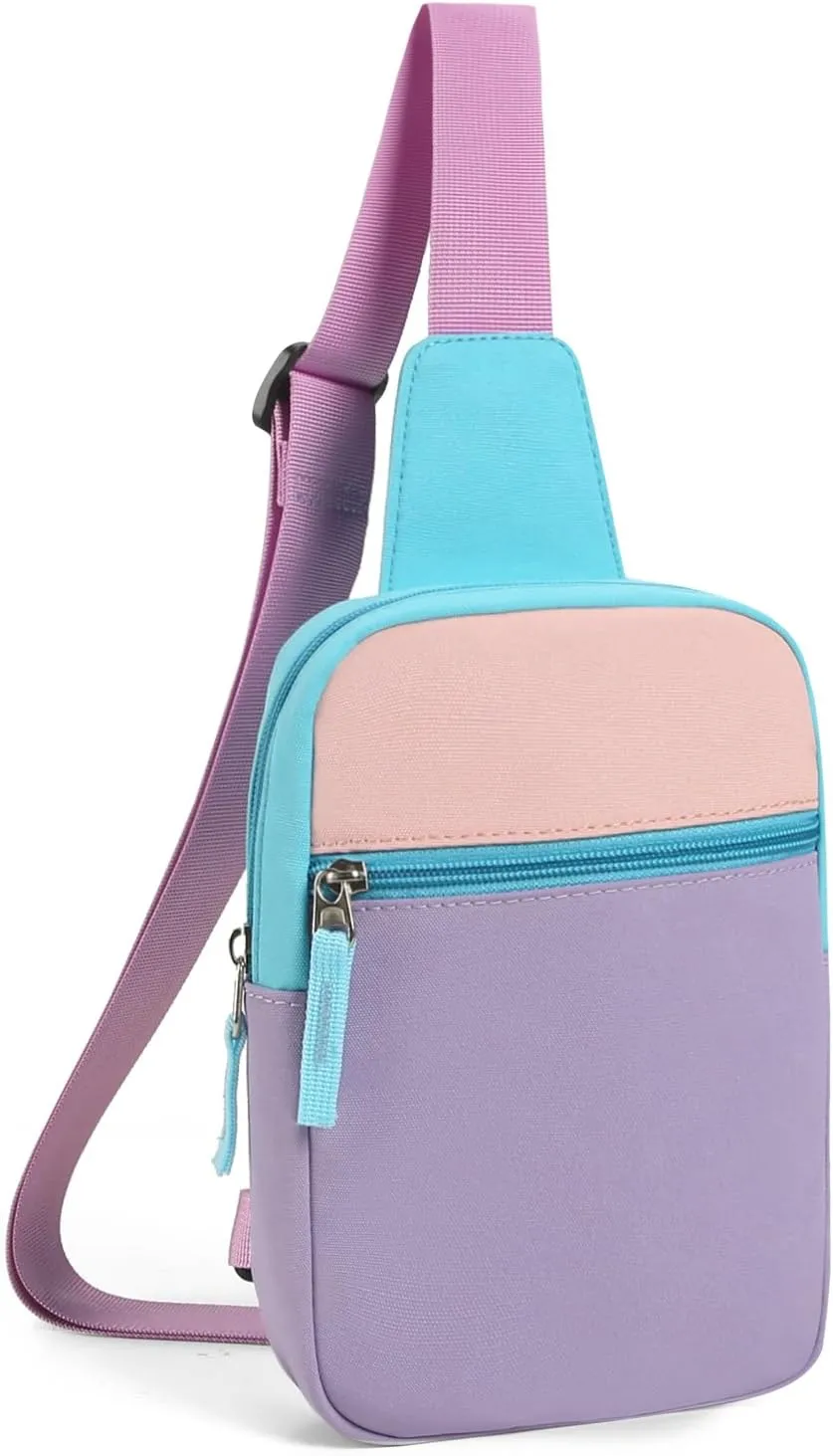 Kids Crossbody Small Sling Bag Bag Girls Fanny Pack Colorblock Belt Bag Cute Backpack Purse Chest Bag for Girls Gifts