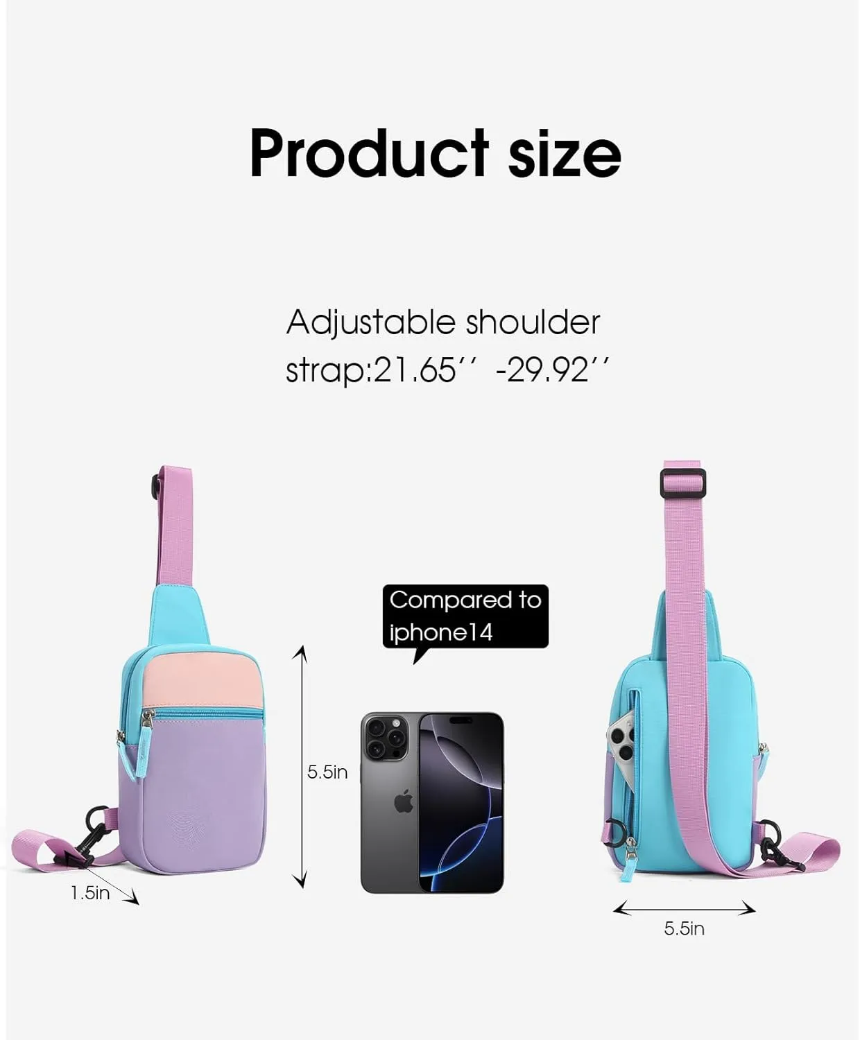 Kids Crossbody Small Sling Bag Bag Girls Fanny Pack Colorblock Belt Bag Cute Backpack Purse Chest Bag for Girls Gifts
