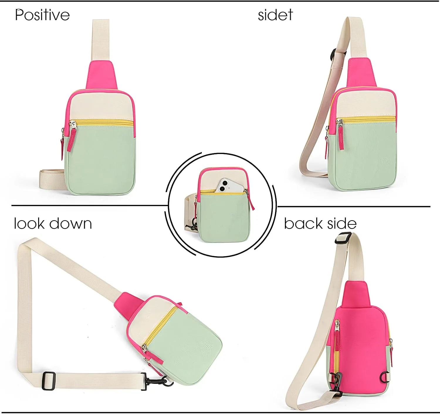 Kids Crossbody Small Sling Bag Bag Girls Fanny Pack Colorblock Belt Bag Cute Backpack Purse Chest Bag for Girls Gifts
