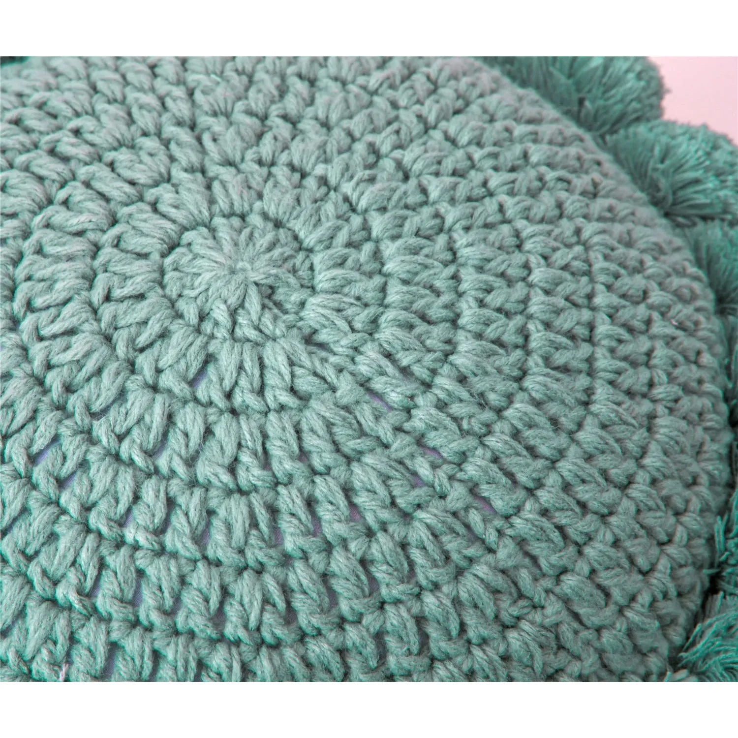 Knitted Sunflower Pompoms Pillow