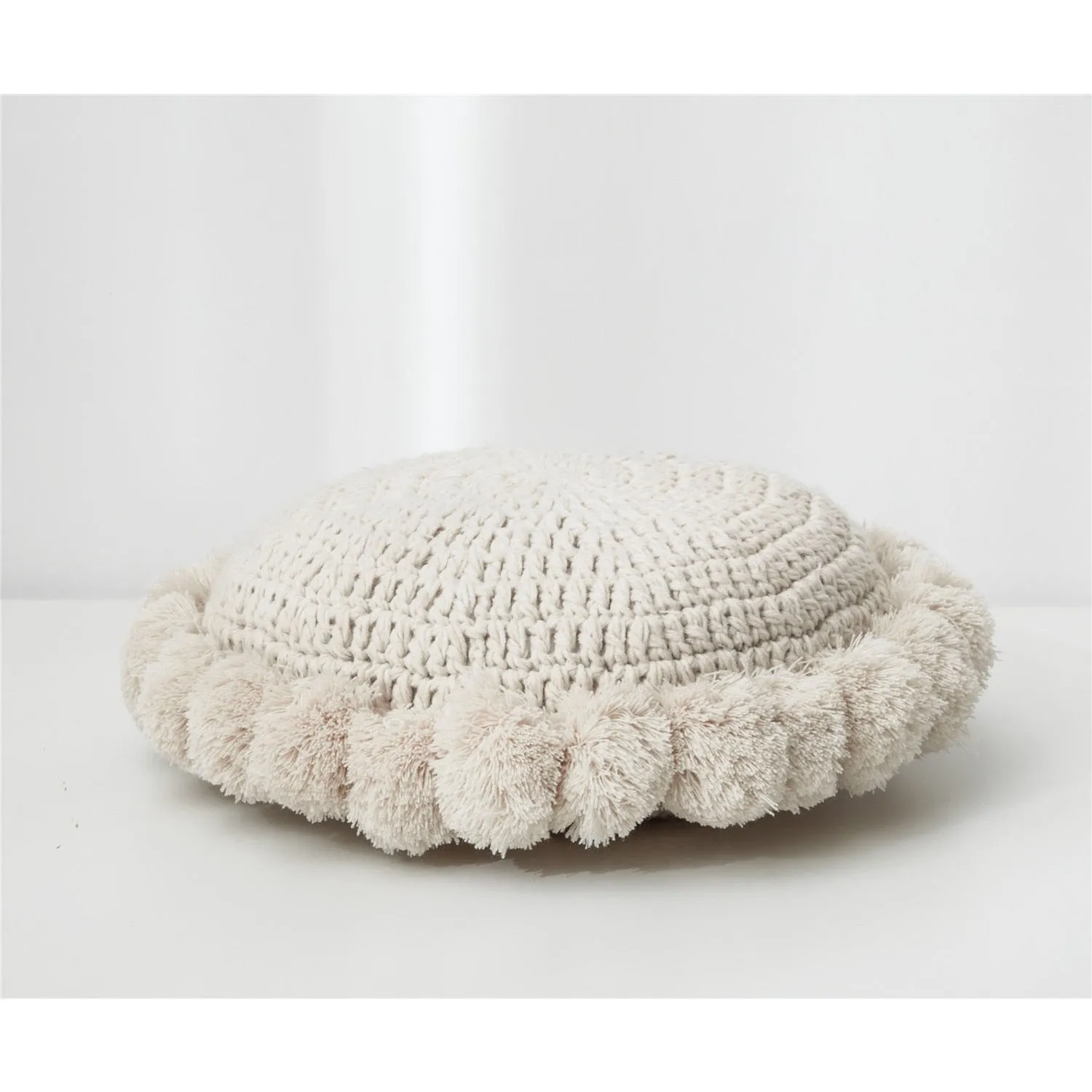Knitted Sunflower Pompoms Pillow