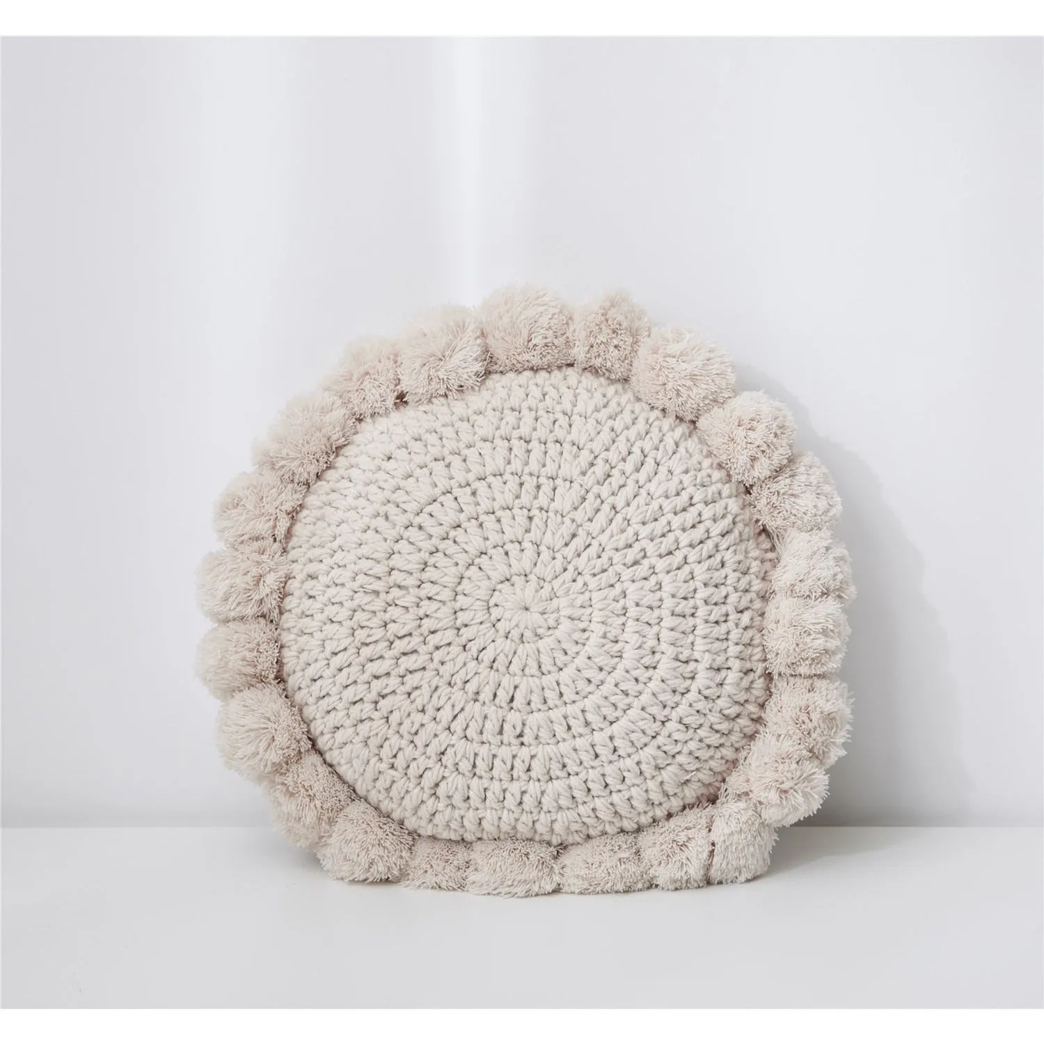 Knitted Sunflower Pompoms Pillow