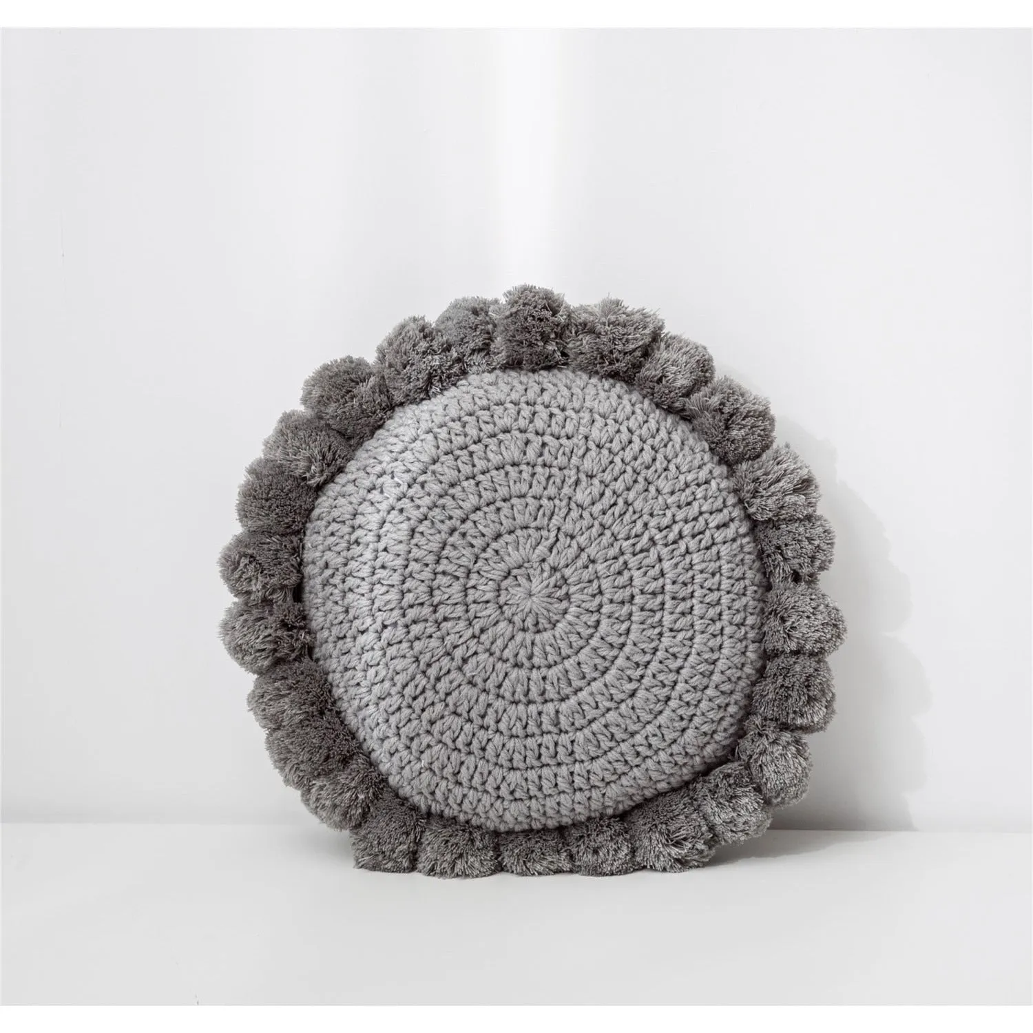 Knitted Sunflower Pompoms Pillow