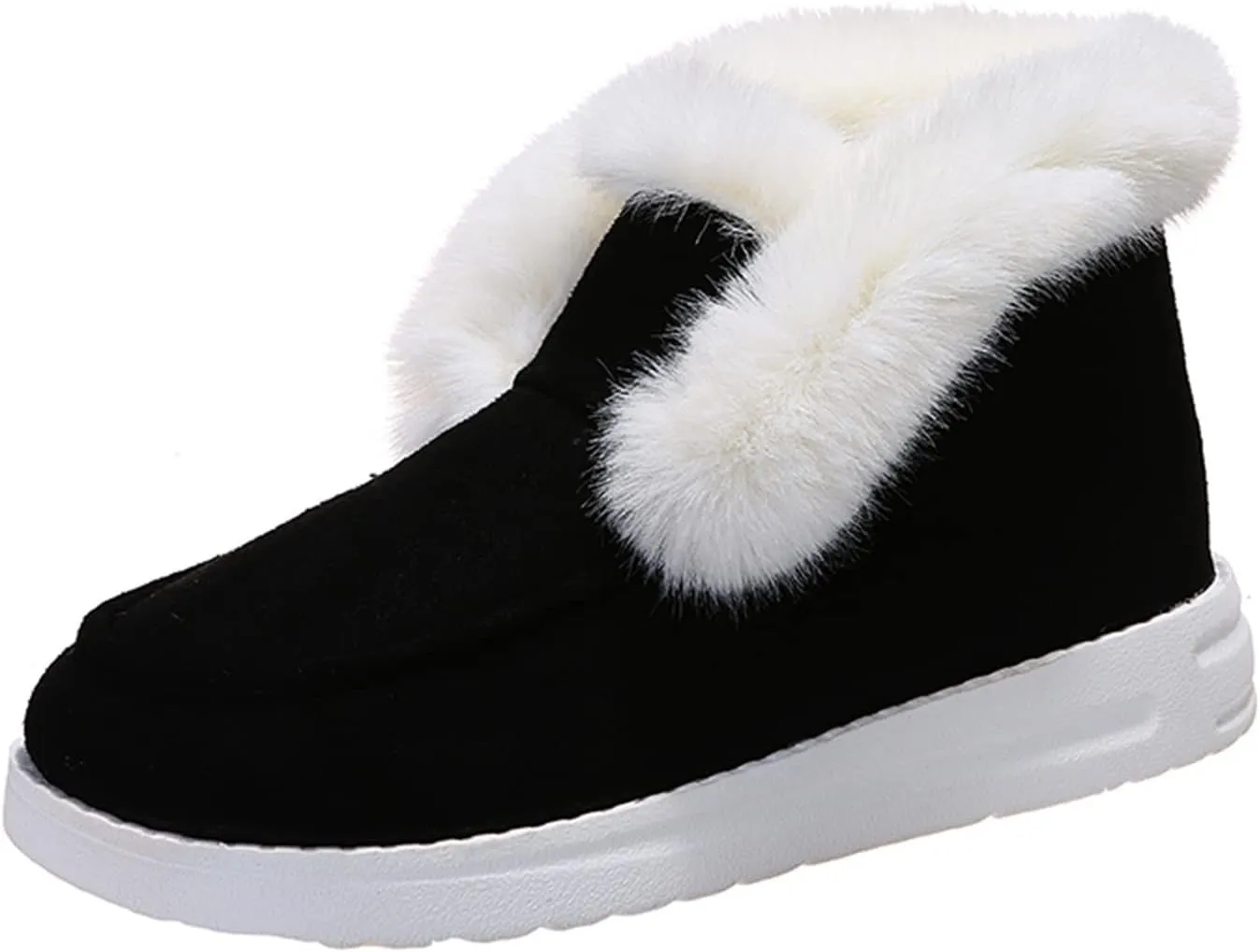 Ladmiple Winter Boots For Women Cute Snow Boots Warm Ankle Booties Comfortable Slip On Outdoor Fur Lined Walking Shoes