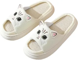 LAVAU Cute Cat Slippers for Women, Fuzzy Fluffy Faux Fur Animal House Slides for Indoor and Outdoor Shoes
