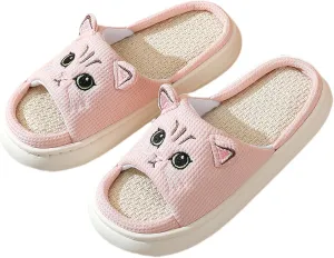 LAVAU Cute Cat Slippers for Women, Fuzzy Fluffy Faux Fur Animal House Slides for Indoor and Outdoor Shoes