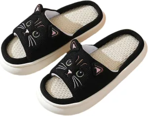 LAVAU Cute Cat Slippers for Women, Fuzzy Fluffy Faux Fur Animal House Slides for Indoor and Outdoor Shoes