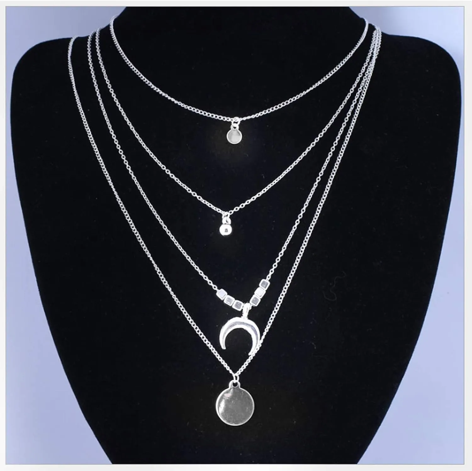 Layer Necklaces For Women Moon Pendant Personality Necklace Stackable Stack Choker Chain Necklaces Trendy Jewelry