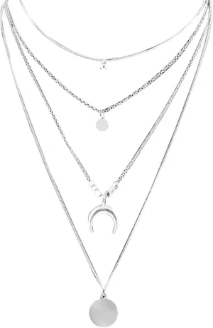Layer Necklaces For Women Moon Pendant Personality Necklace Stackable Stack Choker Chain Necklaces Trendy Jewelry