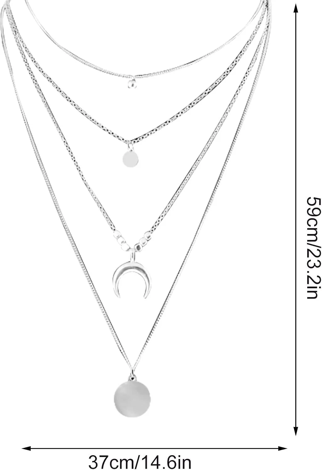 Layer Necklaces For Women Moon Pendant Personality Necklace Stackable Stack Choker Chain Necklaces Trendy Jewelry